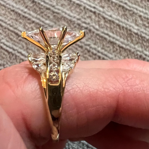 Diamonique Gold Marquise Cut Ring with Art Deco Elegance - Picture 10 of 15
